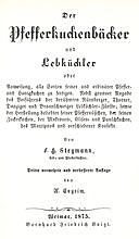 Der Pfefferkuchenbäcker und Lebküchler, F. H Stegmann